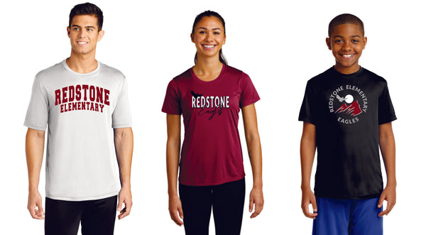 Redstone Wicking Short Sleeve Tee- 3 designs- Adult, Ladies, Youth Sizes