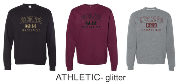 Pondo FAN Track & Field Crewneck Sweatshirt- matte and glitter