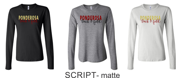 Pondo FAN Track & Field Ladies Bella Canvas Long Sleeve Tee- 4 Designs