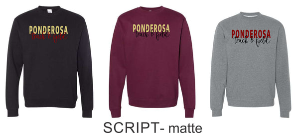 Pondo FAN Track & Field Crewneck Sweatshirt- matte and glitter