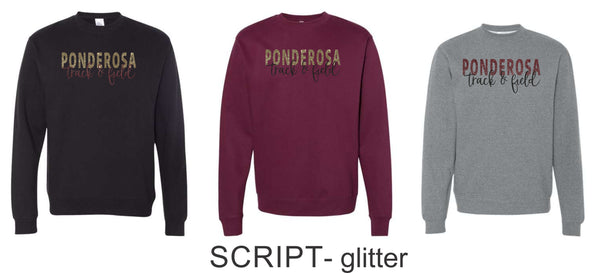 Pondo FAN Track & Field Crewneck Sweatshirt- matte and glitter