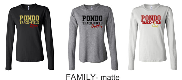 Pondo FAN Track & Field Ladies Bella Canvas Long Sleeve Tee- 4 Designs