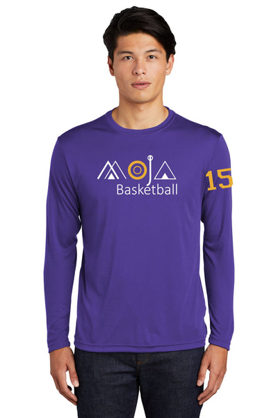 MOJA Basketball Wicking Long Sleeve Tee- Ladies, Youth, Unisex , and Tall Sizes