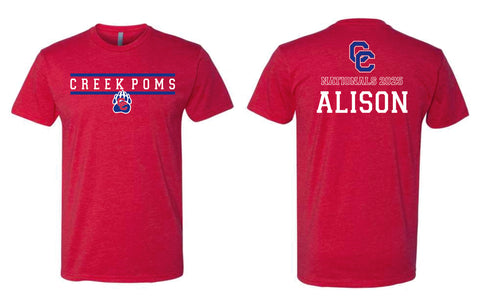 Creek Poms 2025 COLLEGIATE Tee- matte and glitter