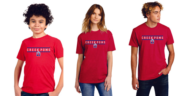 Creek Poms 2025 COLLEGIATE Tee- matte and glitter