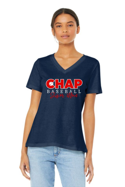 Chap Baseball Senior Mom V-Neck Tee 2024