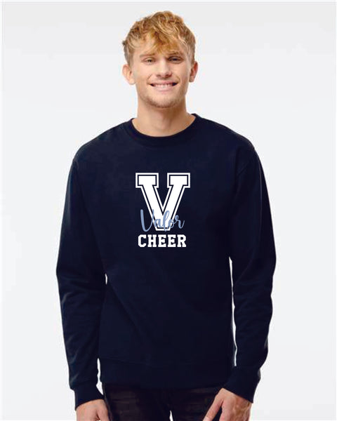 Valor Cheer Navy Crewneck Sweatshirt- Matte or Glitter