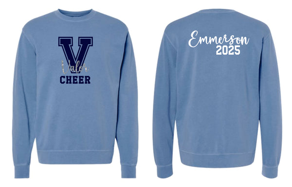 Valor Cheer Pigment Dyed Crewneck Sweatshirt- Columbia Blue