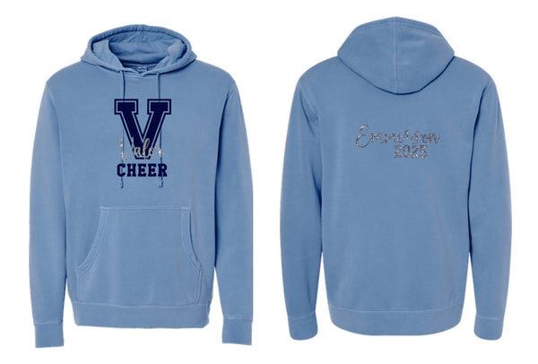 Valor Cheer Pigment Dyed Hoodie- Columbia Blue