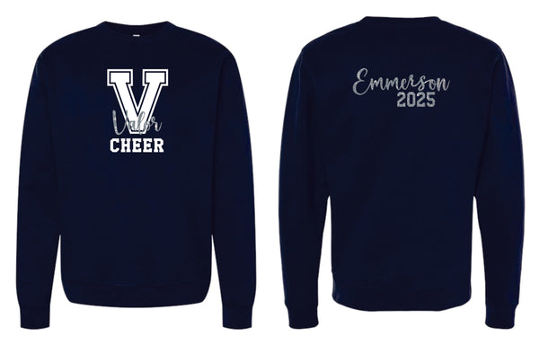 Valor Cheer Navy Crewneck Sweatshirt- Matte or Glitter