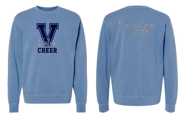 Valor Cheer Pigment Dyed Crewneck Sweatshirt- Columbia Blue