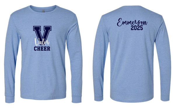 Valor Cheer Competition Long Sleeve Tee- Matte or Glitter