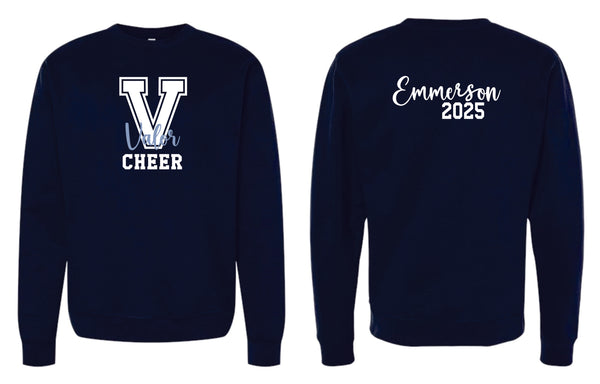 Valor Cheer Navy Crewneck Sweatshirt- Matte or Glitter