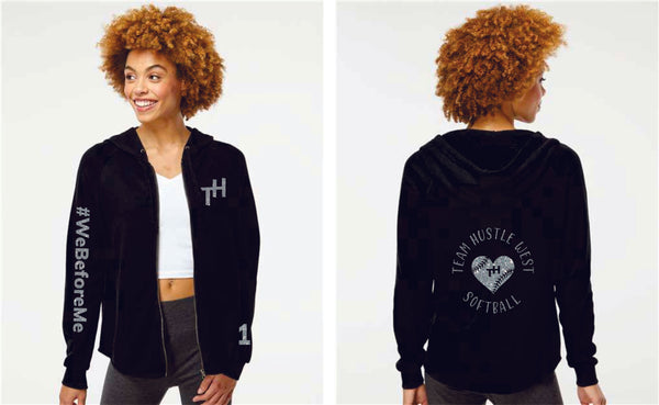 Team Hustle West Ladies Full Zip Hoodie- 3 Designs GLITTER