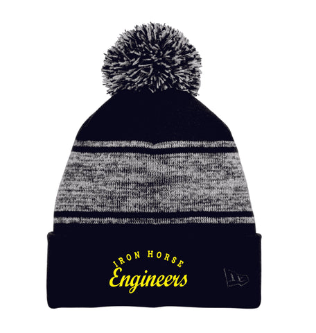 Iron Horse PTO Stripe Pom Pom Beanie- Embroidered
