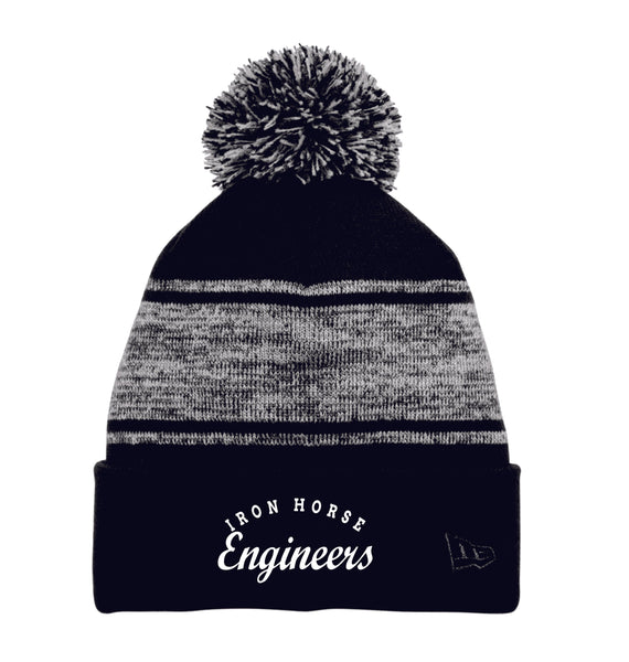 Iron Horse PTO Stripe Pom Pom Beanie- Embroidered