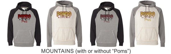 Pondo POMS Vintage Heathered Hoodie- 6 Designs- Matte or Glitter
