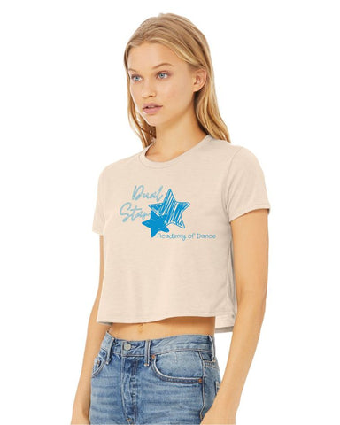 Dual Star Cropped Tee- 3 colors Matte or Glitter