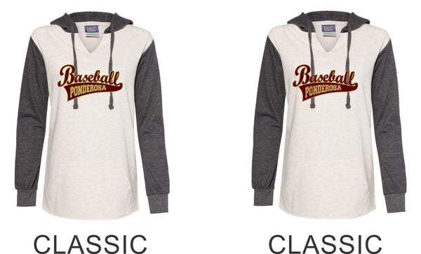 Pondo Baseball Ladies Raglan Hoodie - 12 Designs- Matte or Glitter