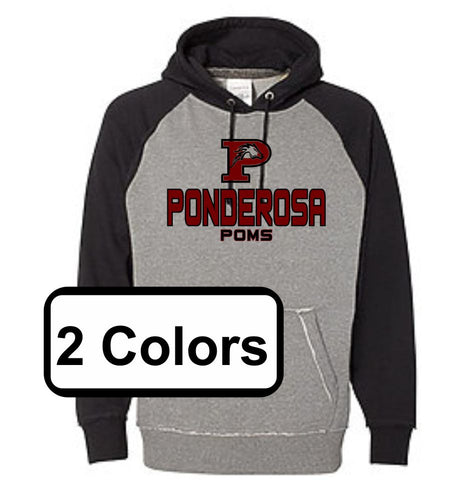 Pondo POMS Vintage Heathered Hoodie- 6 Designs- Matte or Glitter