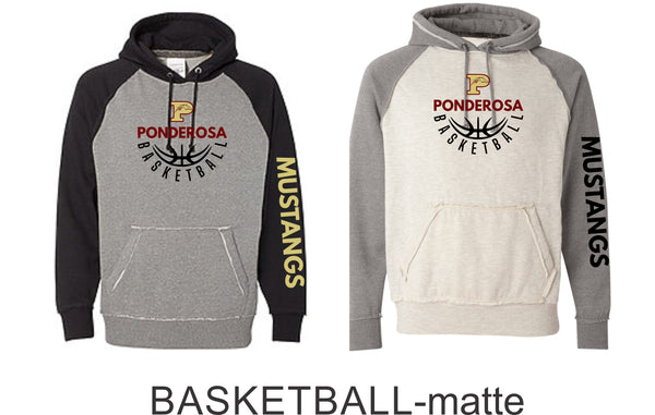 Pondo Basketball Vintage Heathered Hoodie- 4 Designs- Matte or Glitter