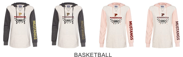Pondo Basketball Ladies Raglan Hoodie - 4 Designs- Matte or Glitter