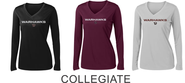 Warhawks Baseball Wicking Long Sleeve Tee- Ladies, Unisex, and Youth