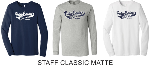 PCE Staff Long Sleeve Tee- 3 designs- Unisex and Ladies Sizes