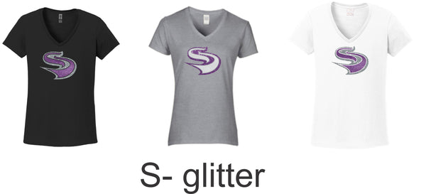 Slammers Softball Ladies Short Sleeve Tee- 4 designs- Matte or Glitter