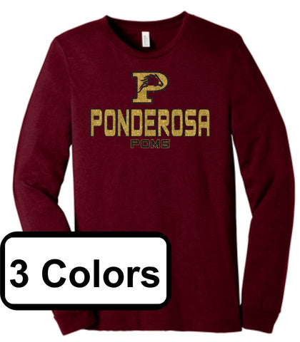 Pondo POMS Unisex Long Sleeve Tee- 6 Designs- Matte or Glitter