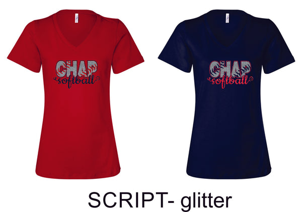 Chap Softball Ladies Tee- 6 design choices