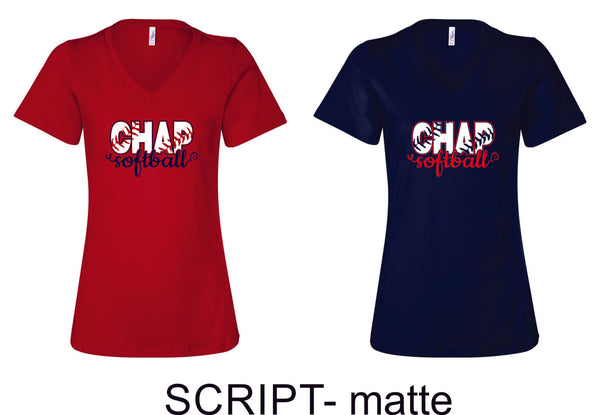 Chap Softball Ladies Tee- 6 design choices