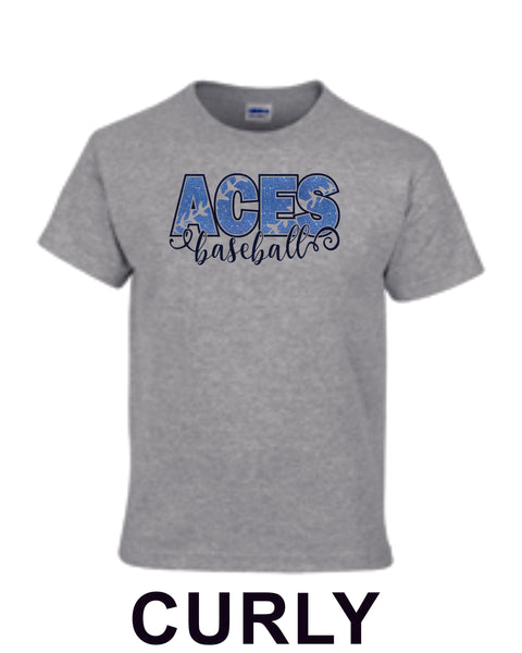 Aces Basic Curly Tee- Matte or Glitter