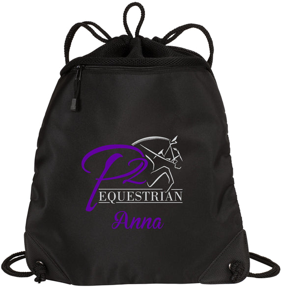 P2 Equestrian Mesh Trim Drawstring Bag- Matte or Glitter