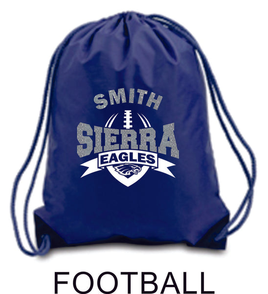 Sierra ATHLETICS Drawstring Cinch Sack- 3 Sports- Matte or Glitter