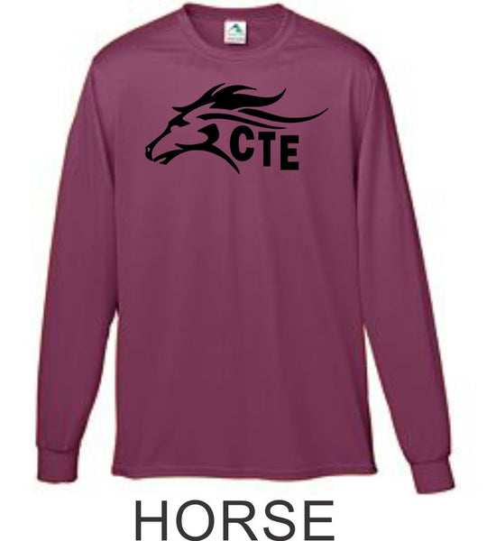 CTE Black or Maroon Wicking Long Sleeve Tee- 2 New designs