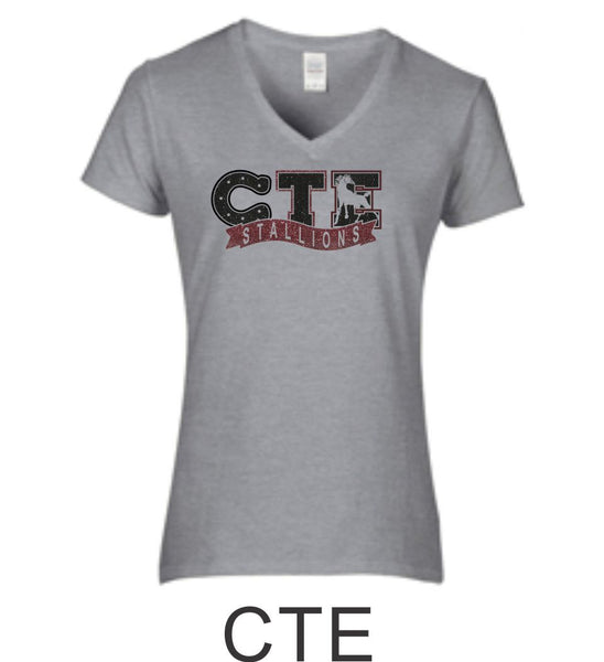 CTE Glitter Ladies Grey Short Sleeve Tee in 4 New Designs