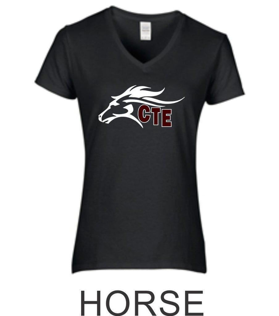 CTE Ladies Fit Black Short Sleeve Tee in 4 New Designs- Matte or Glitter