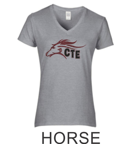 CTE Glitter Ladies Grey Short Sleeve Tee in 4 New Designs