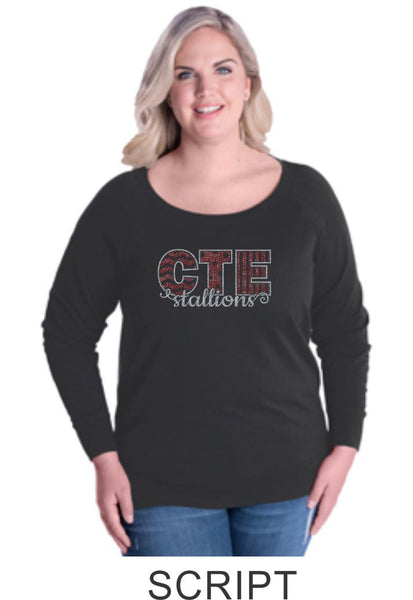 CTE Curvy Ladies Slouchy Pullover in 4 New Designs- Matte or Glitter