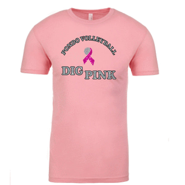 Pondo Volleyball Dig Pink Unisex Tee- 3 Colors- Matte or Glitter