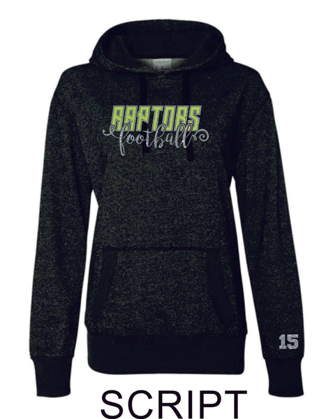 Raptors Ladies Sparkle Fabric French Terry Hoodie- 3 Designs- 4 Sports