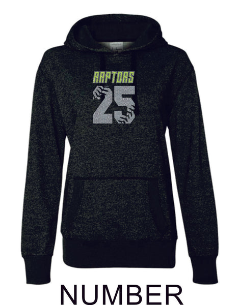 Raptors Ladies Sparkle Fabric French Terry Hoodie- 3 Designs- 4 Sports