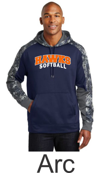 Hawks Softball Colorblock Hooded Wicking Sweatshirt- in 2 designs
