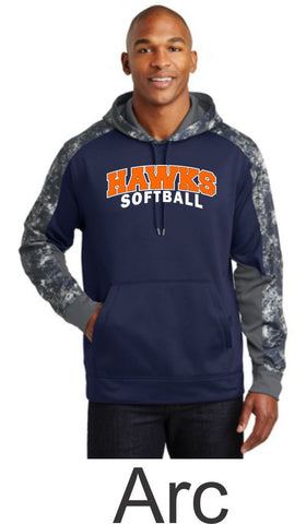 Hawks Softball Colorblock Hooded Wicking Sweatshirt- in 2 designs