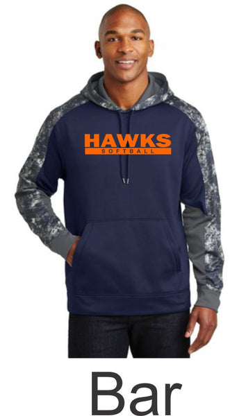 Hawks Softball Colorblock Hooded Wicking Sweatshirt- in 2 designs