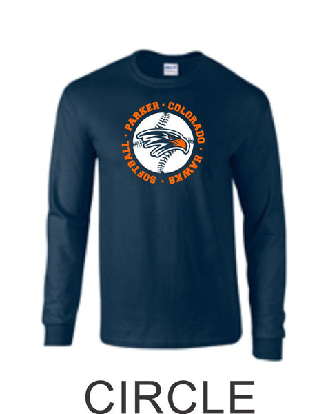 Hawks Softball Long Sleeve Tee- 2 Designs- Matte or Glitter