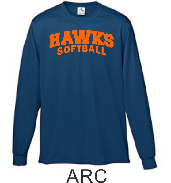 Hawks Softball Wicking Long Sleeve Tee- 4 Designs