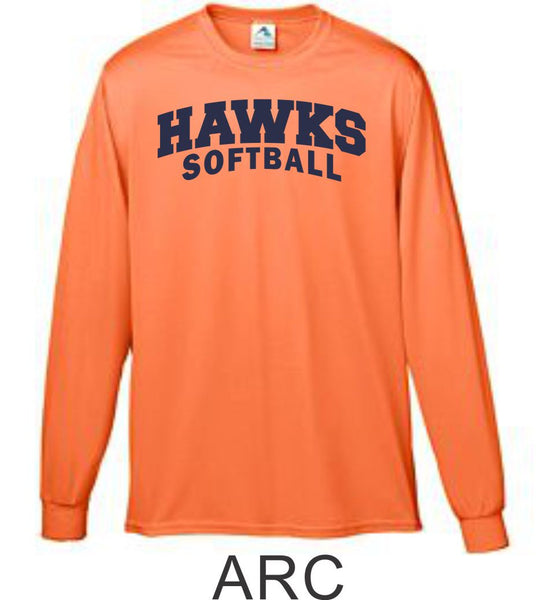 Hawks Softball Wicking Long Sleeve Tee- 4 Designs