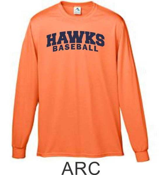 Hawks Baseball Wicking Long Sleeve Tee- 4 Designs